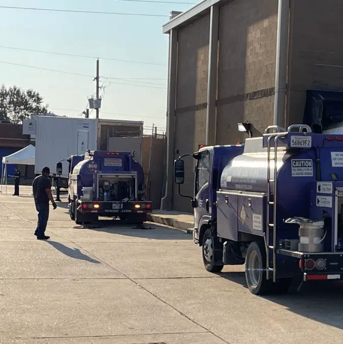 fuel tanker at landscaping customer